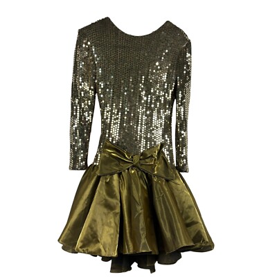 Dave & Johnny Vintage Special Occasion Event Holiday Prom Gold Sequins Dress S/M