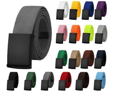 Falari Black Buckle Canvas Web Belt Adjustable Size Cut to Fit Golf Belt