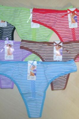 Süße Strings mit Streifen und Schlaufe, Gr. XS/S, S/M, M/L, 3-24 Stück, Paket 