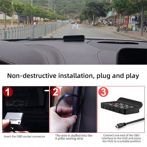 Car HUD Head Up HD Display Over Speed Warning OBD2 Projector Digital Speedometer - Picture 12 of 13