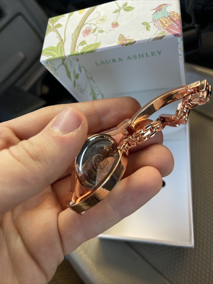 Laura Ashley Women's Metal Thin Bangle Floral Dial Watch