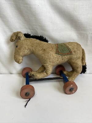 VINTAGE Plush Donkey On Wheels- Possibly Steiff | eBay
