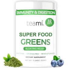 Teami Organic Super Greens Powder for Immunity & Digestion, Non-GMO Greens Su...