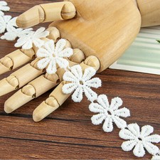 Ruban En Dentelle Florale À Frange Crocheté DIY Couture Blanc 15 Yards 2,5 Cm
