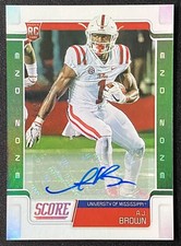 2019 SCORE AJ BROWN RC AUTO NO. 348 END ZONE ROOKIE AUTOGRAPH #/6 TITANS EAGLES