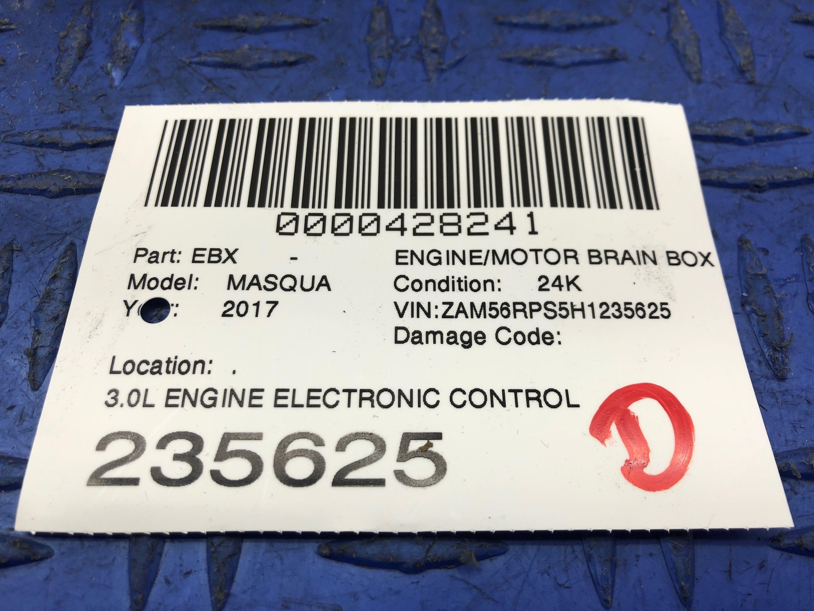 2014-2019 MASERATI QUATTROPORTE 3.0L ENGINE ELECTRONIC CONTROL MODULE 670031346