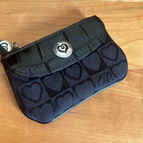 Brighton Vintage Silber Herz Münzbörse Schlüsselanhänger Tasche Charm Anhänger Reißverschluss Beutel schwarz - Bild 9 von 13