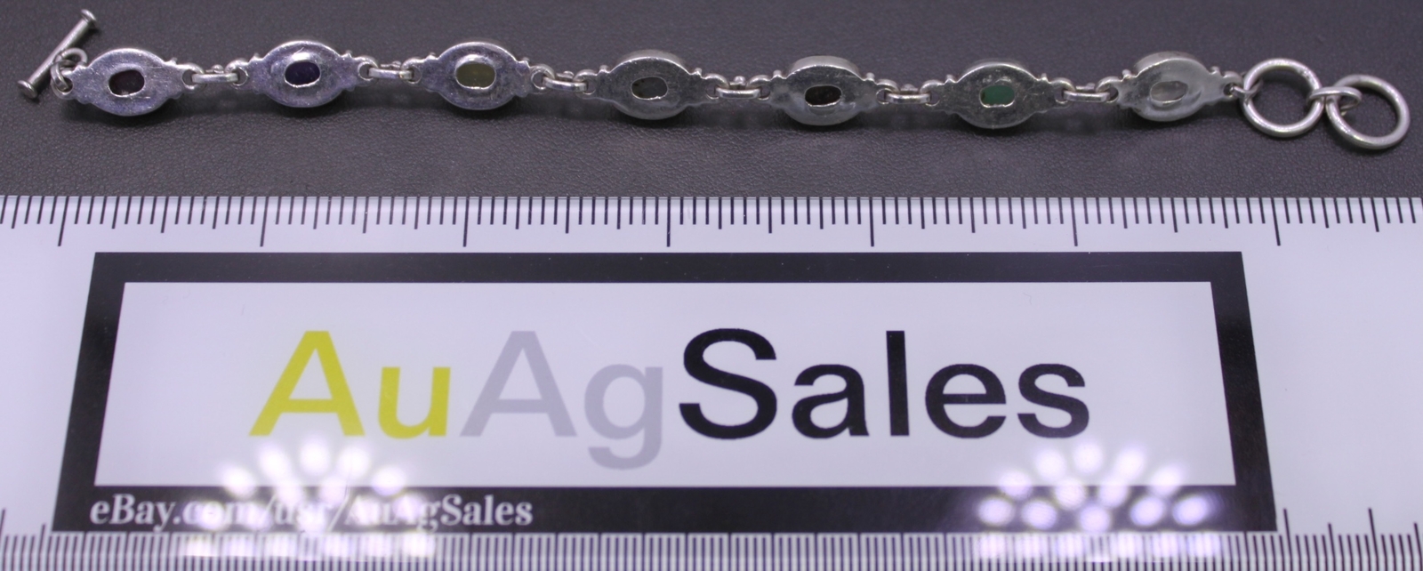 Sterling Silver Multi Color Stone Toggle Bracelet - image 2