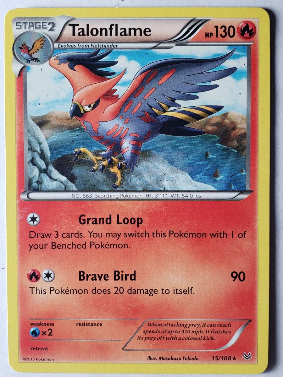 Talonflame 15/108 LP RARE XY Roaring Skies Pokemon Card Masakazu Fukuda Art