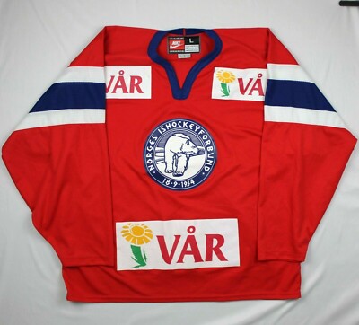 Vintage 90s Rare Nike Authentic Norway Hockey Jersey Norges
