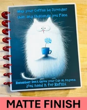 MATTE Stressed out Cat Needs Coffee Cover Set 4 use with Classic HAPPY Planner~