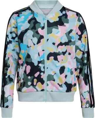 adidas Girls' Zip Front Tricot Bomber Jacket Camouflage Multicolor