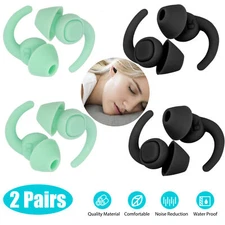 4pcs Silicone Ear Plugs Sleep Travel Blocking Noise Protection Earplugs w/Case