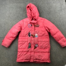 Betty Boop Jacket Girls Medium Pink Full Zip Fleece Lined Puffer Youth Kids