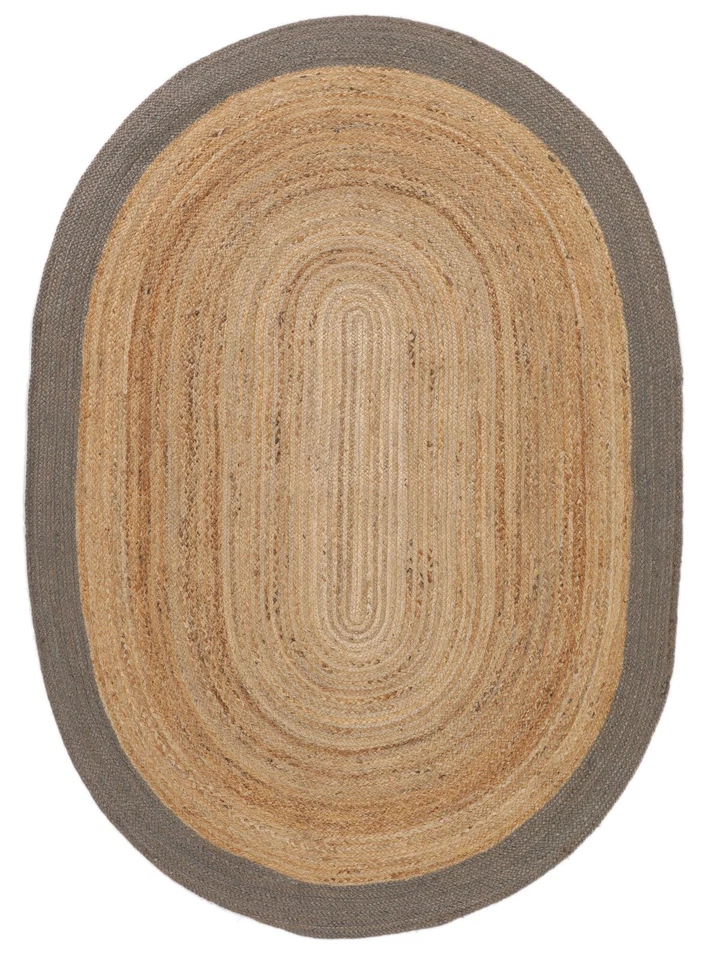 Tapis ovale jute naturel ferme jute coureur aspect rustique tapis moderne tressé - Photo 3/4