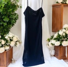 Future Ozbek Italy Black Dress Spaghetti Straps SEQUINS Womens size 4
