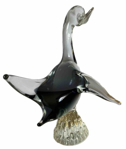 Estatua de pato de vidrio artístico estilo Murano carbón transparente negro 10,5” X 10 “X 7” - Imagen 5 de 11