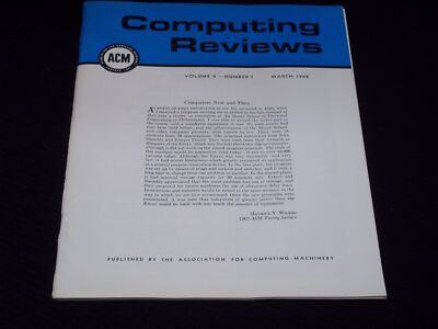 1968 MARCH COMPUTING REVIEWS MAGAZINE - COMPUTING MACHINERY ASSOC. - H 8869
