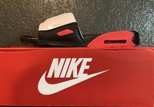 Nike Air Max 90 Slide Black Chile Red White Men's Sandals Lifestyle Size 9 | eBay