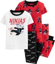 Carter's Boys 4pc "Ninjas Need Sleep Too" Snug Fit Pajama Set Short SleeveNEW 3T