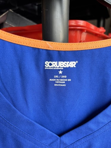 New Scrubstar Premium Scrubwear Women V-Neck Scrub Top Electric Blue Sz 2XL - Picture 2 of 4