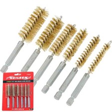 6pc Pipe Tube Cleaning Brass Wire Brush Set 1/4" Hex Drive 8 - 19mm CT6931