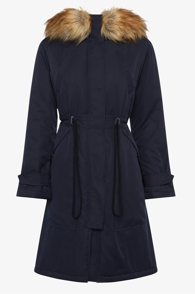 French Connection Carmen Parka Long Sleeve Hooded Coat Blue Size 8 | eBay