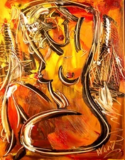 NUDE CITYSCAPE    Canvas PAINTING  ART Abstract   Impressionist KAZAV