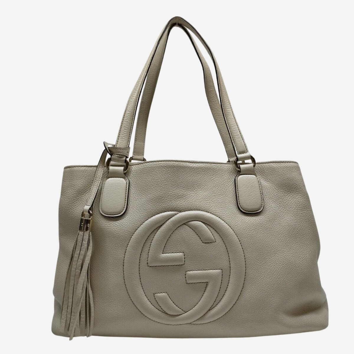 Gucci Cream/Ivory /Off-White Pebbled Calfskin Soho Shoulder Bag