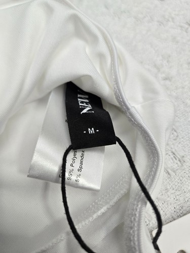 White Wrap-Style Bodysuit With Short Sleeves & V-Neckline Stretchy Polyester/Spa - Picture 6 of 6
