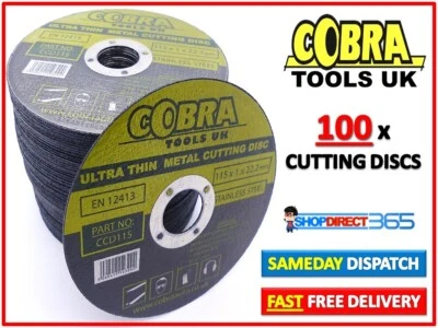 COBRA TOOLS 100 x ULTRA THIN METAL CUTTING/SLITTING DISCS 115mm 4.5" INCH FOR ANGLE GRINDER