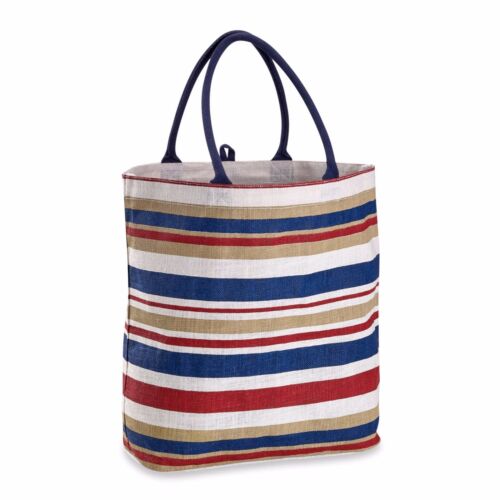 Large Americana Nantucket Striped Jute Beach Everyday Tote 18x22x8 Bed Bath NWT - Picture 1 of 1