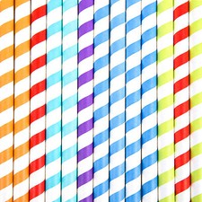 Jumbo Multicolour Striped Paper Drinking Straws Summer Parties / Arts & Crafts