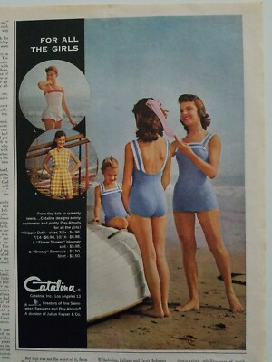1957 Catalina blue swimsuit swimwear for all girls vintage fashion ad