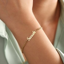 Stainless Steel Personalized Name Bracelet for Men Women Kids Jewelry Gift