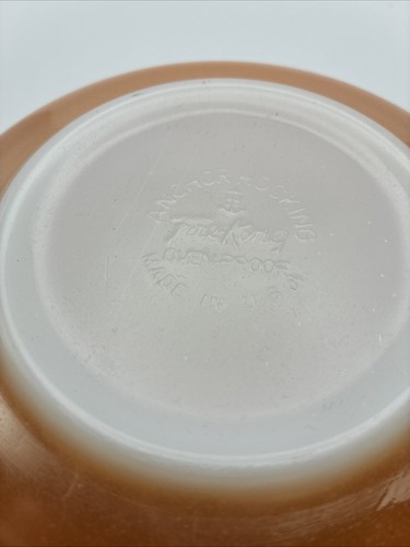 VTG Fire King Anchor Hocking Orange Peach Luster Swirl Serving Bowl 8” USA - Picture 3 of 5