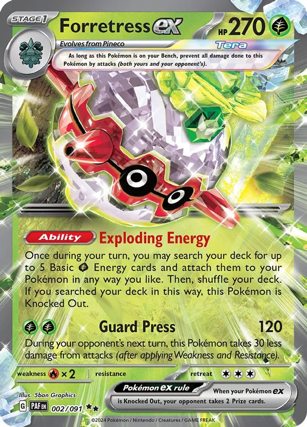Forretress ex - 002/091 Paldean Fates Double Rare Pokemon - NM/MINT