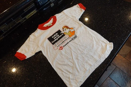 Vintage Atari tabletop Arcade video game computer console + ALPHA BITS SHIRT