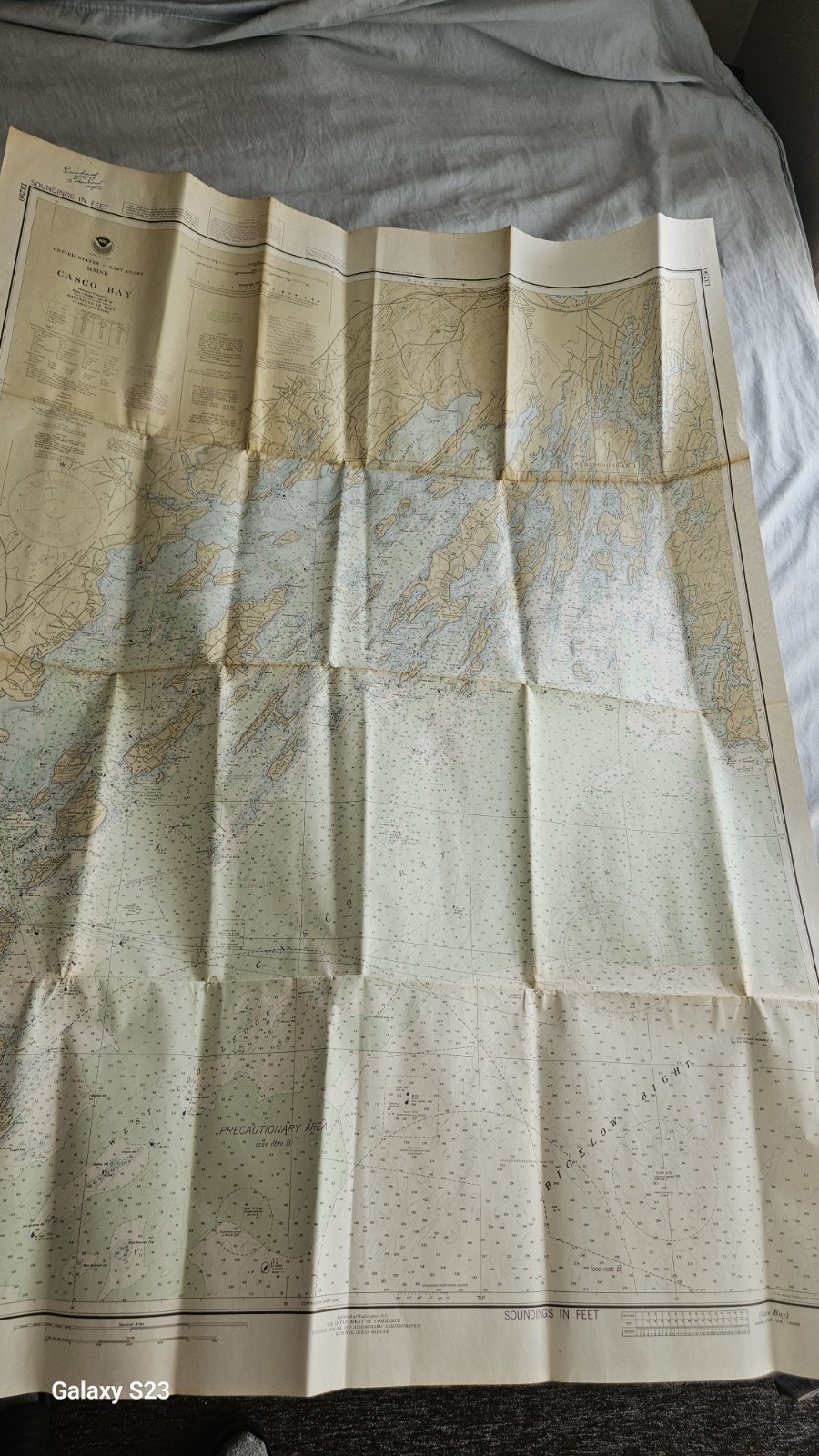 48 X36 NOAA Map Nautical Chart  Sounding Maine Casco BAYIslands  overprinted 13290 1987 portland long peaks