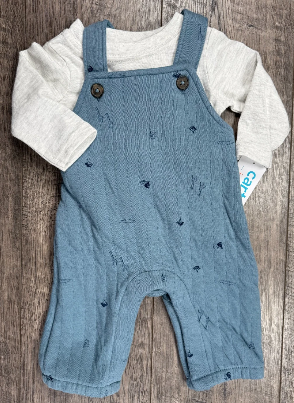 Baby Boy Clothes New Just One You Carter's Newborn 2pc Safari Overalls Outfit