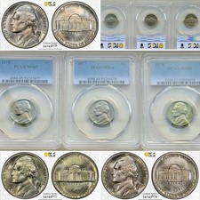 PCGS MS65: 1975 & 1978 & MS64: BU 1977 Jefferson Nickel Lot 5c Toner Five Cents