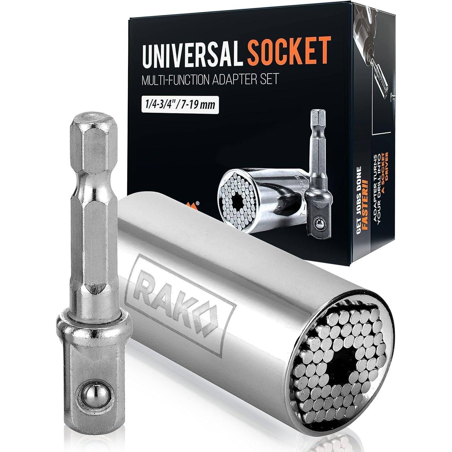 RAK Universal Socket Tool Adjustable Wrench and Adapter Set Gift for Men