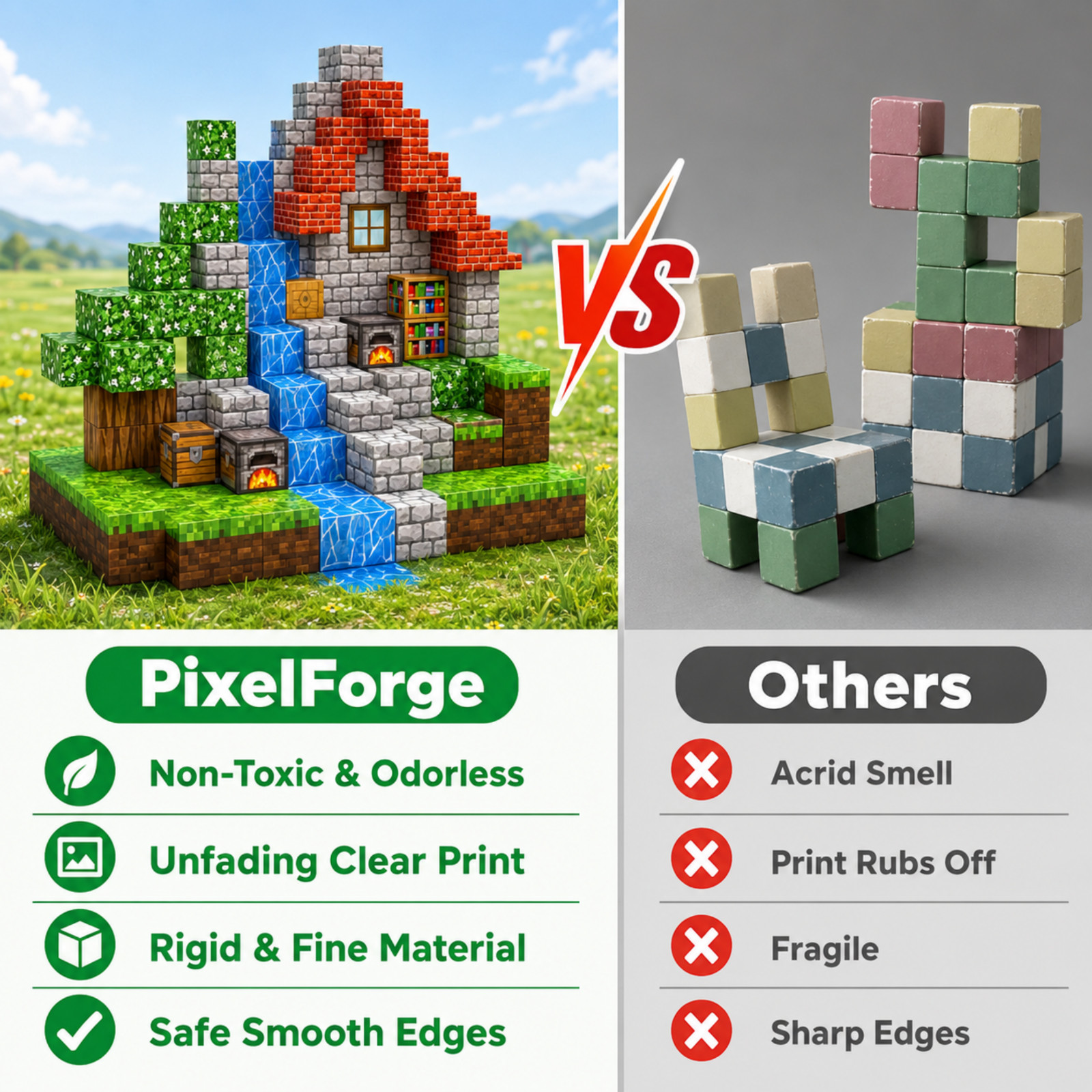 100PCS Magnetic Building Cubes Blocks Pixel World STEM Kids Toy Gift Ages 6-12 - Image 5