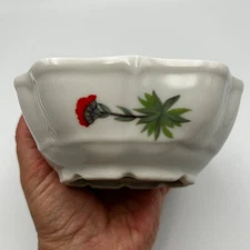 Vintage Louricux Porcelain Square Trinket Dish Hand Painted Floral Design France