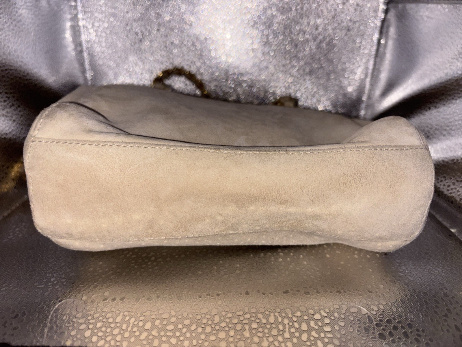 Vintage  PRADA BEIGE SUEDE SMALL Chain SHOULDER BAG handbag thumbnail 10