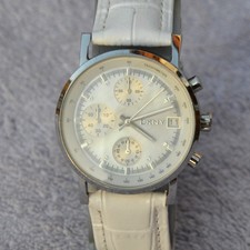 Traumhafte DKNY Damenuhr, weiß, Lederarmband, Chronograph, mit Geschenkbox,