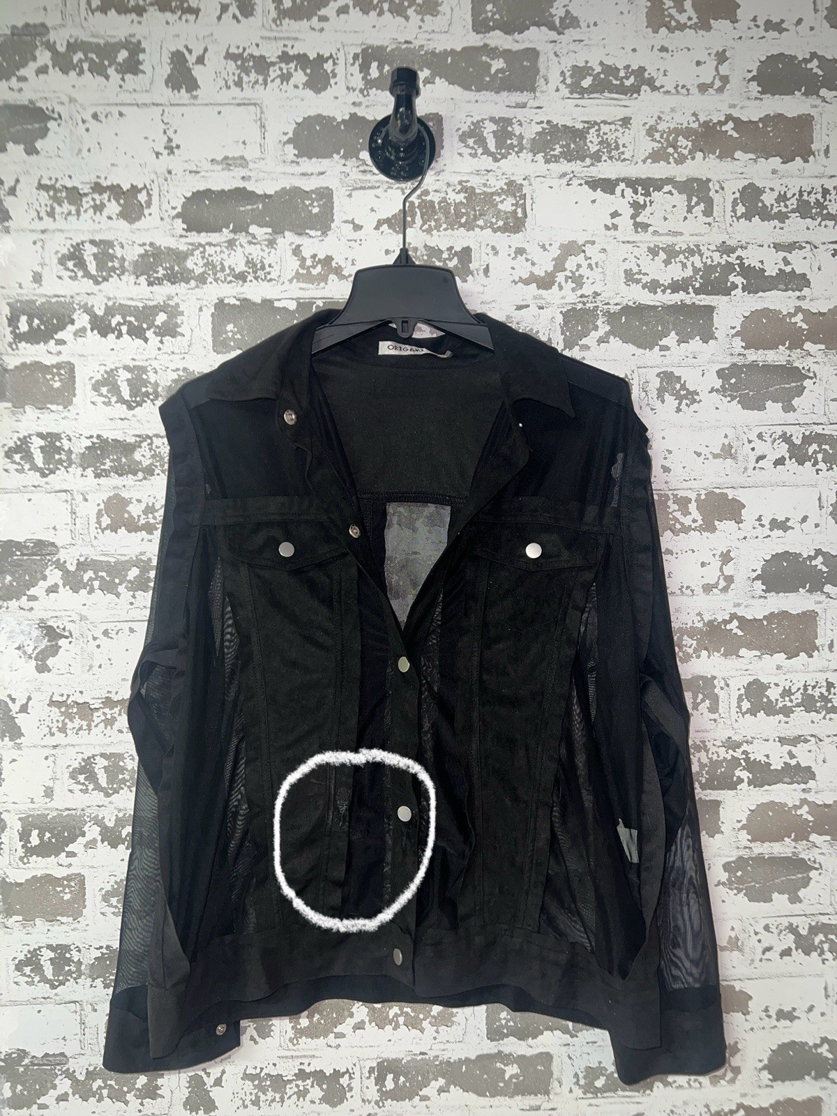 Origami Button Down Collared Sheer Blouse Top - B… - image 1