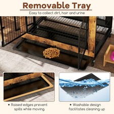 Industrial Dog Kennel with Flip-up Top 3 Lockable Doors and Removable Tray