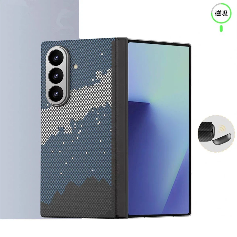 Real Carbon Fiber Magsafe Case Samsung Galaxy Z Fold7 SE Landscape Hinge Cover - Image 2 of 4