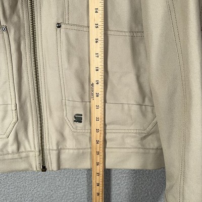 G-Star Raw Trucker Jacket Mens Medium Khaki Buck Canvas Lined Full